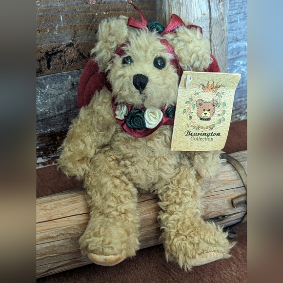 Vintage The Bearington Collection Gabrielle Plush Teddy Bear W Red Velvet Wings - Picture 12 of 12